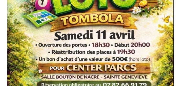 LOTO organisé par l&rsquo;APEEPM – Samedi 11 avril 2026 – Salle Bouton de Nacre – Ouverture des portes 18h30.