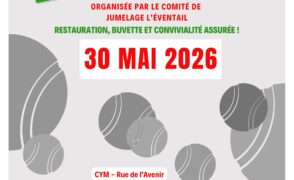 Samedi 30 mai 2026 – Amicale de Pétanque organisée par le Comité de Jumelage de l&rsquo;Eventail au Centre Yves Montand.